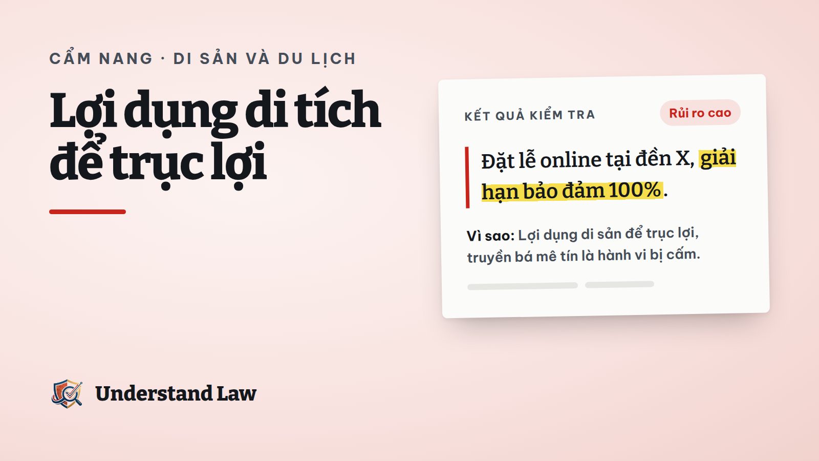 Kết quả kiểm tra rủi ro cao cho quảng cáo đặt lễ giải hạn bảo đảm 100% tại di tích