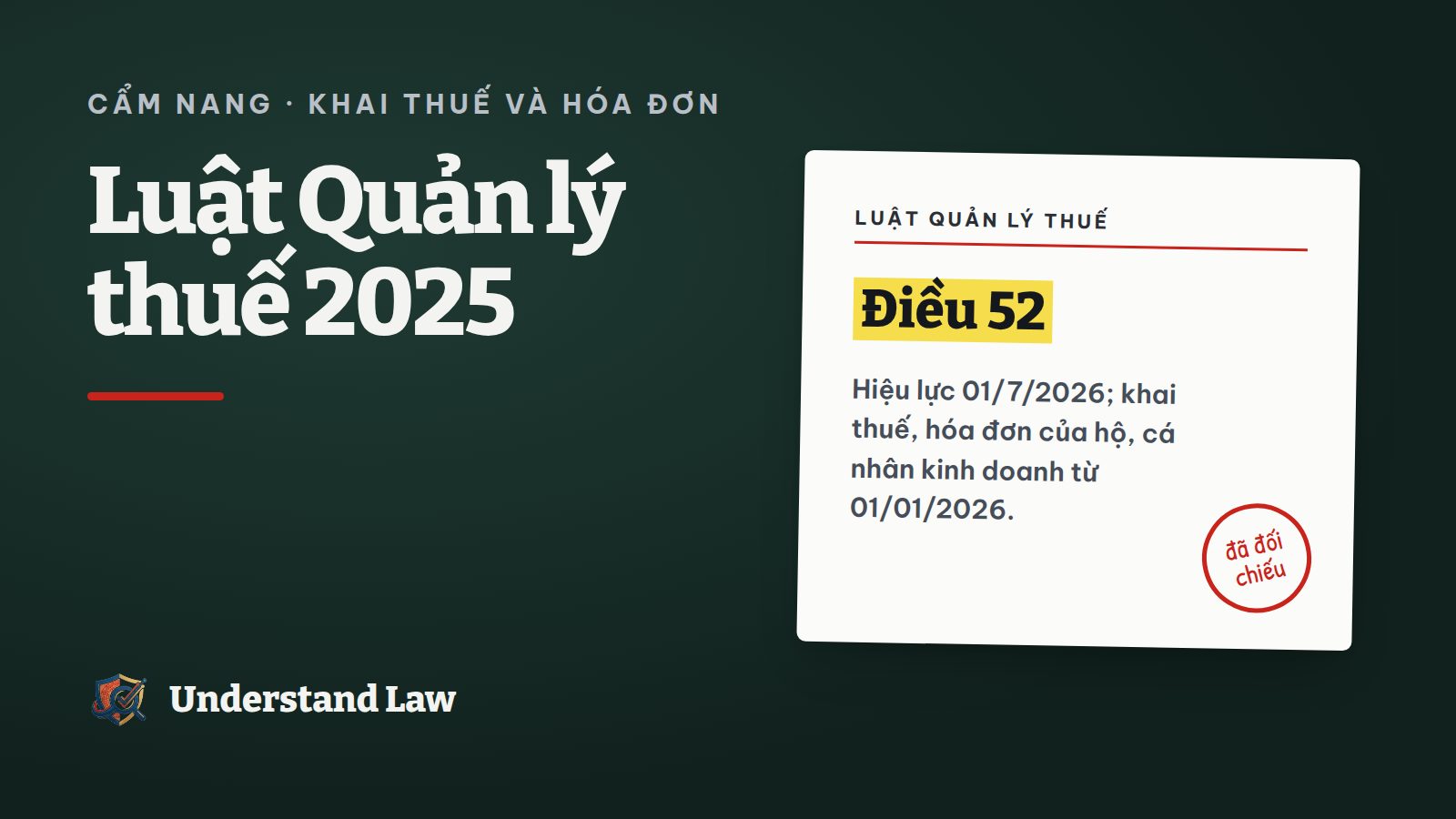 Thẻ trích Luật Quản lý thuế 2025 về các mốc hiệu lực