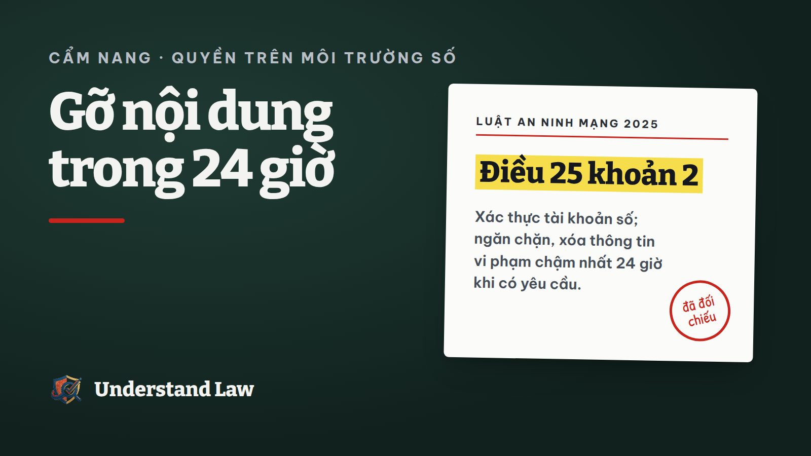 Thẻ trích Luật An ninh mạng 2025 về gỡ nội dung vi phạm trong 24 giờ