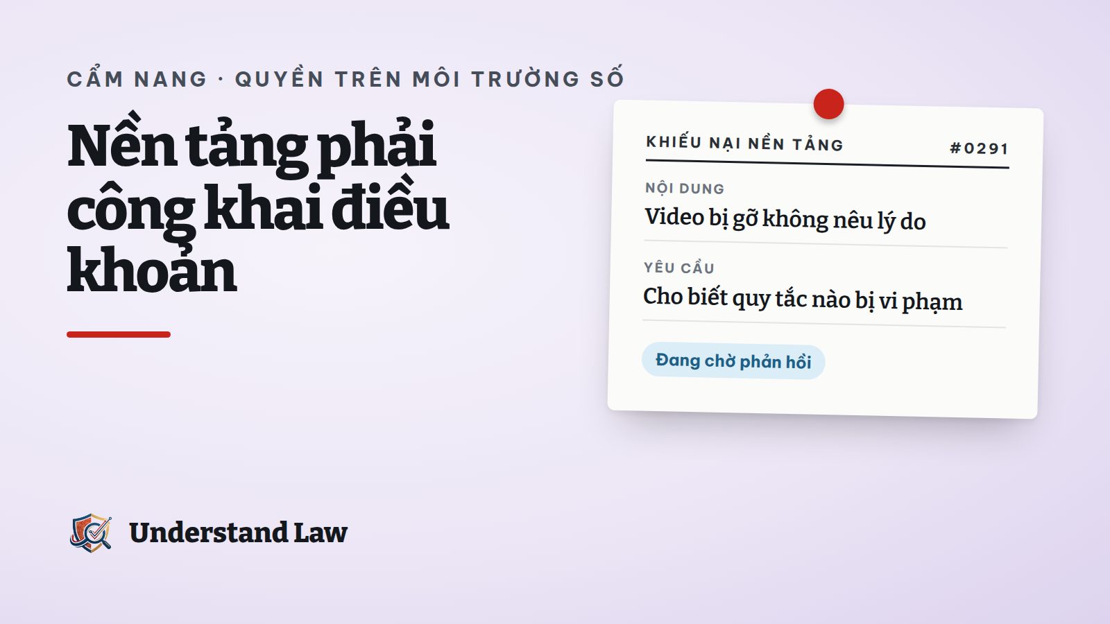 Phiếu khiếu nại gửi nền tảng số về video bị gỡ