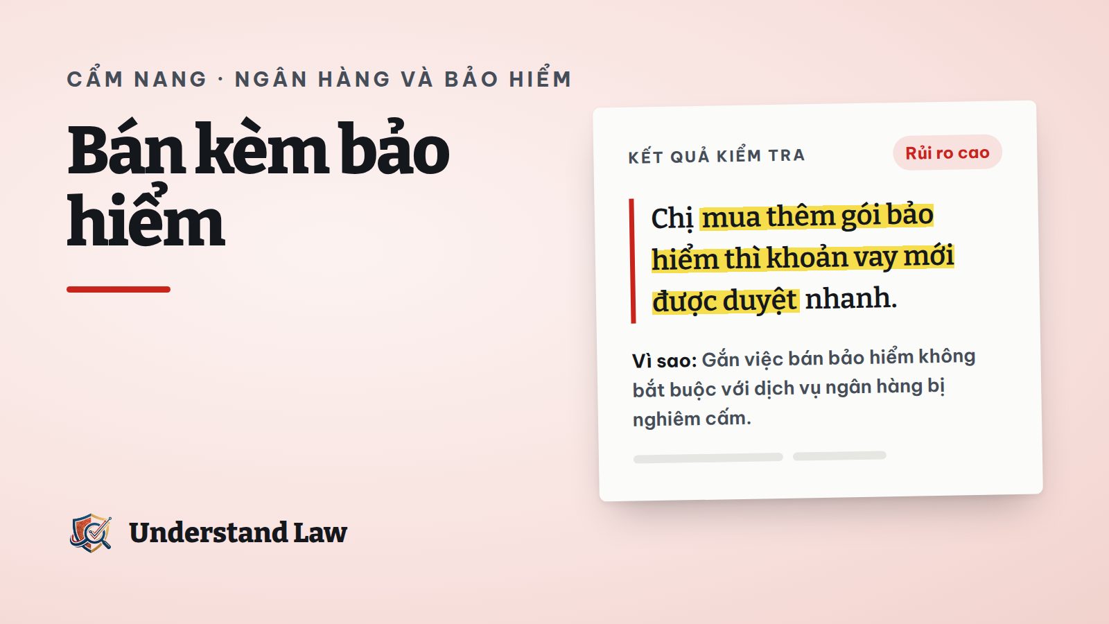 Bàn giao dịch ngân hàng với hợp đồng vay và tờ bảo hiểm bị gạch chéo