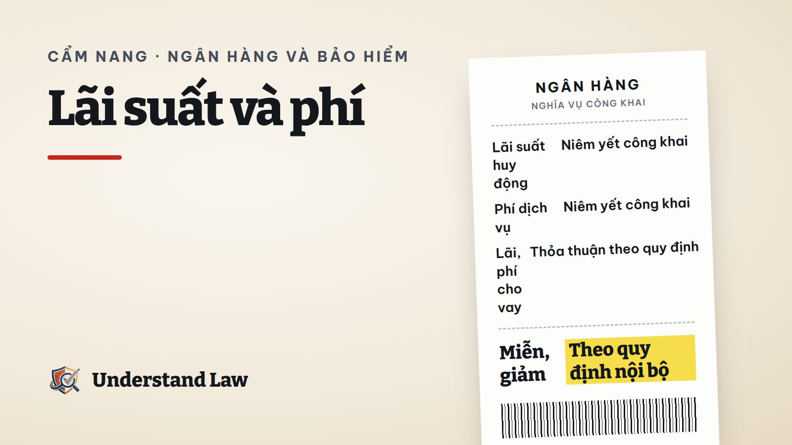 Bảng biểu phí ngân hàng dán ở quầy giao dịch