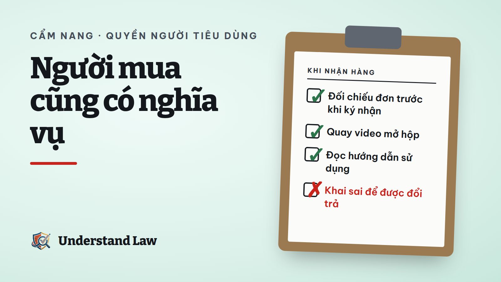 Bảng kiểm nghĩa vụ của người mua khi nhận hàng online
