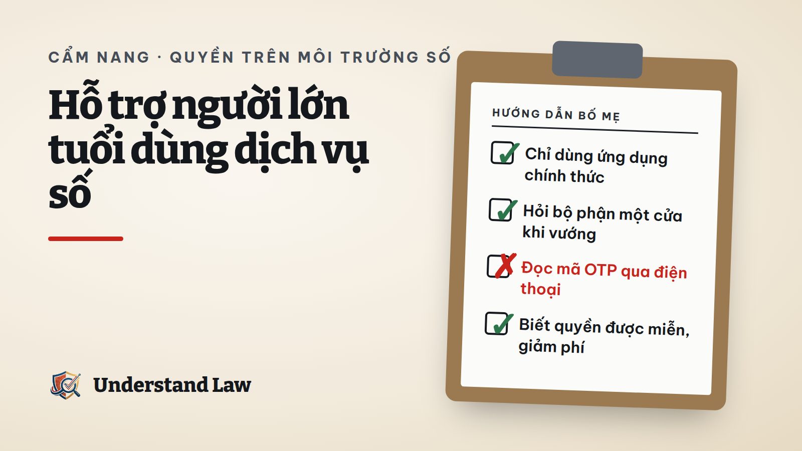 Bảng kiểm hỗ trợ người cao tuổi khi dùng dịch vụ công trực tuyến
