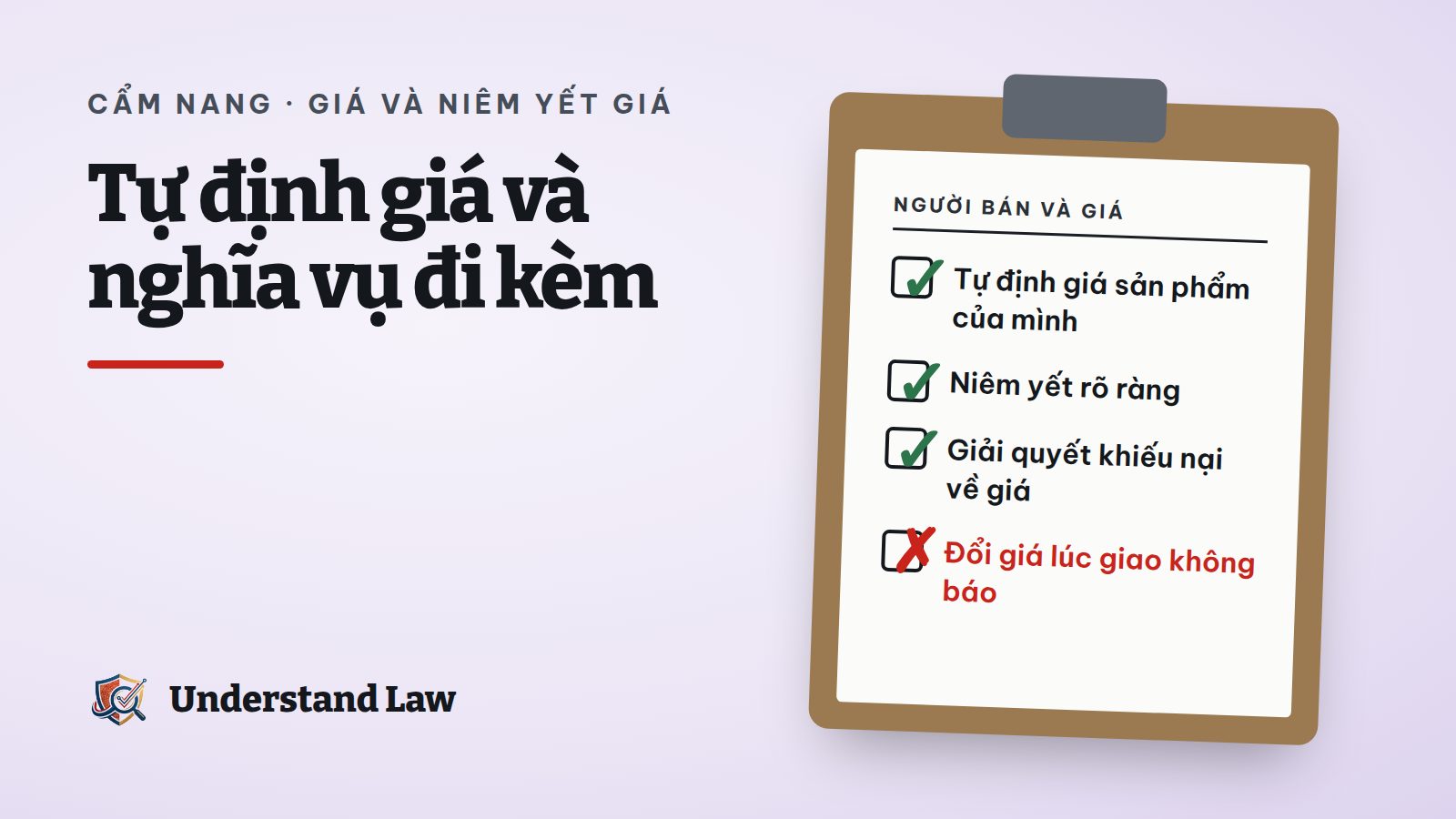 Bảng kiểm quyền và nghĩa vụ về giá của người bán