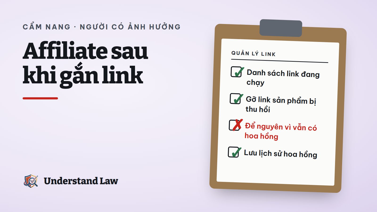 Bảng kiểm trách nhiệm của người làm affiliate trước và sau khi gắn link