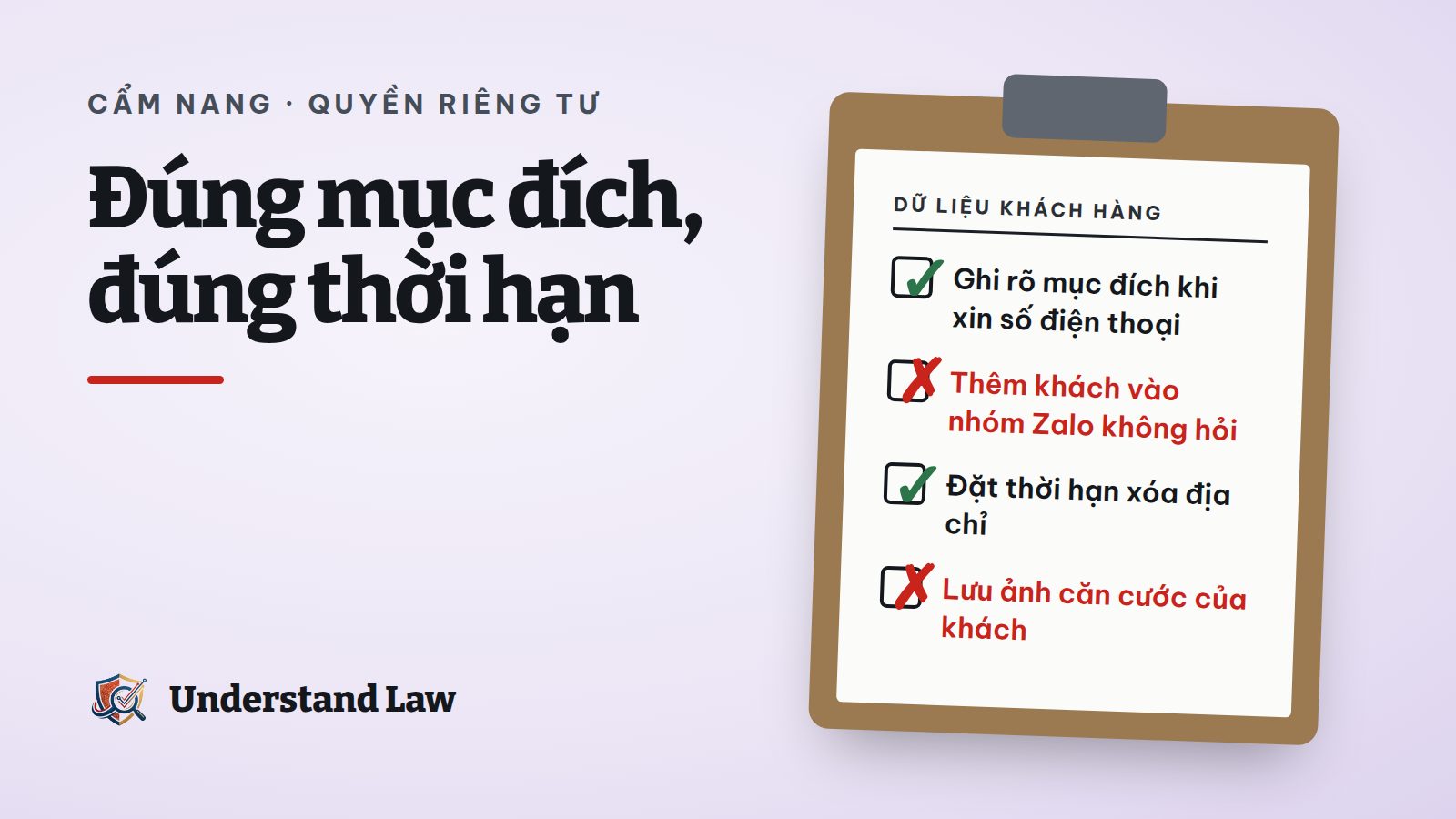 Bảng kiểm nguyên tắc thu thập dữ liệu khách hàng của shop online