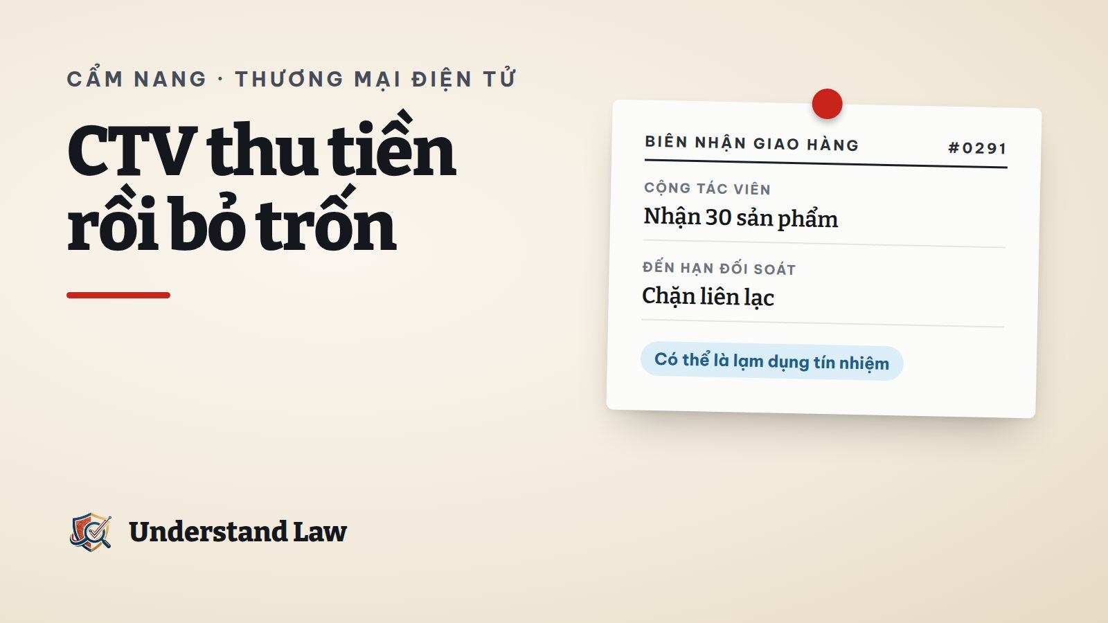 Biên nhận giao hàng cho cộng tác viên và tin nhắn bị chặn