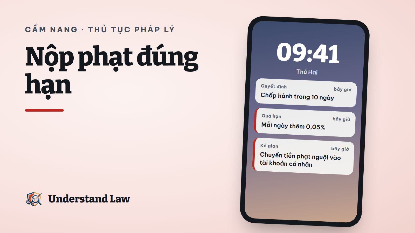 Quyết định xử phạt đặt cạnh lịch khoanh 10 ngày và biên lai kho bạc