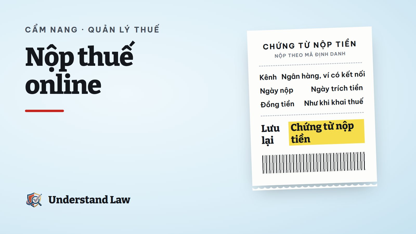 Điện thoại hiển thị biên lai nộp thuế với dãy mã số
