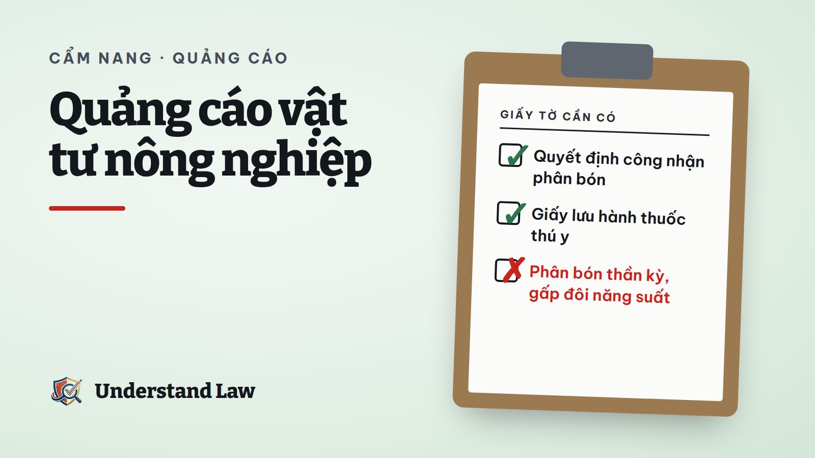 Bảng kẹp giấy liệt kê giấy tờ khi quảng cáo vật tư nông nghiệp