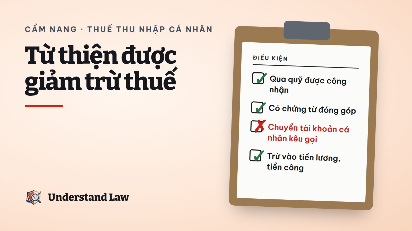 Bảng kiểm điều kiện để khoản quyên góp từ thiện được giảm trừ thuế