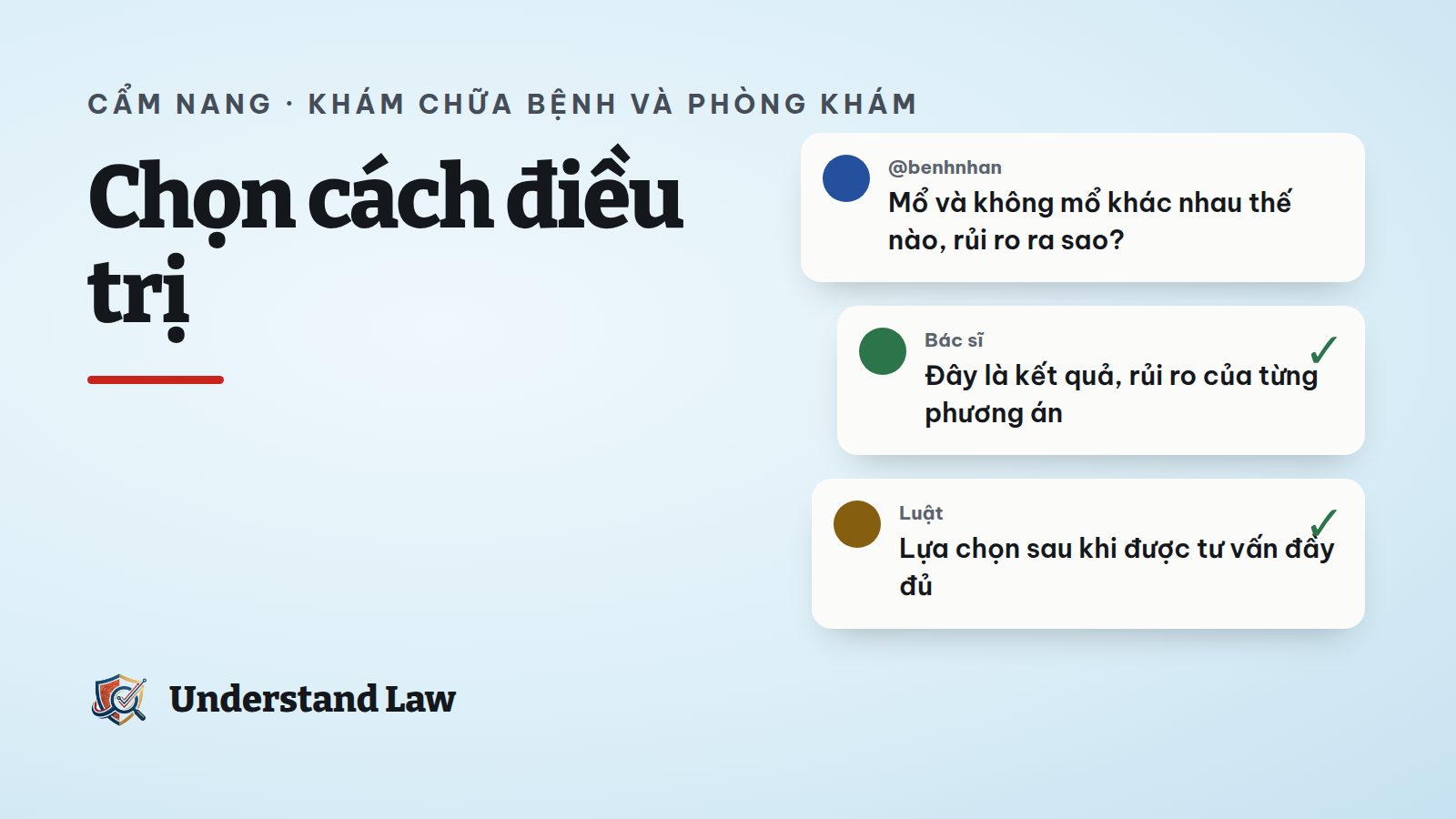 Bác sĩ giải thích hai phương án điều trị cho người bệnh