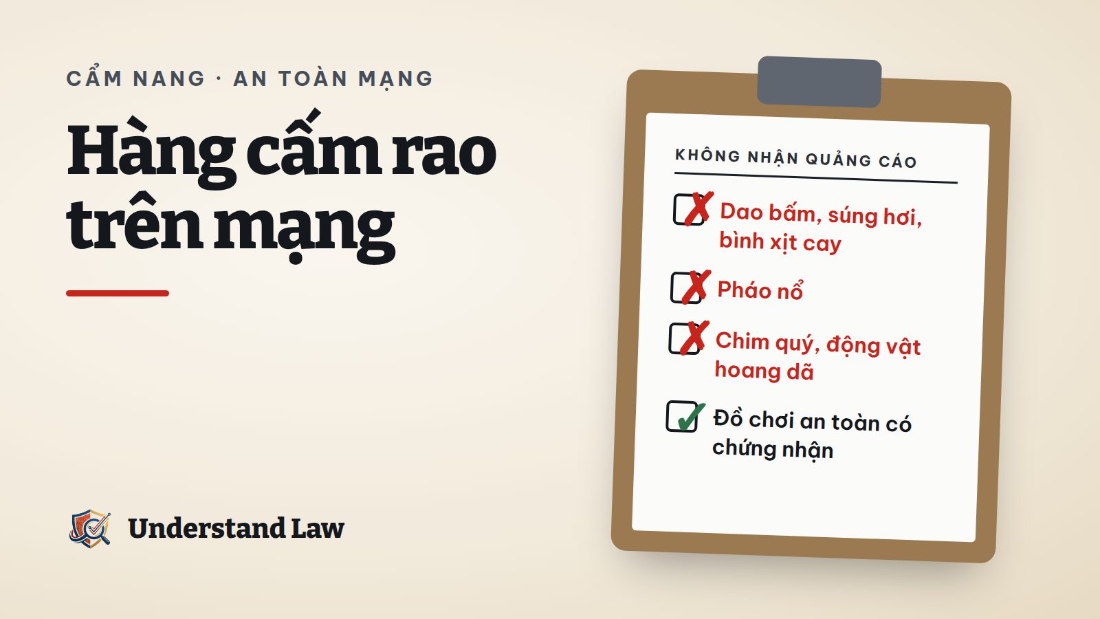 Bảng kiểm các nhóm hàng không được quảng cáo, mua bán trên mạng
