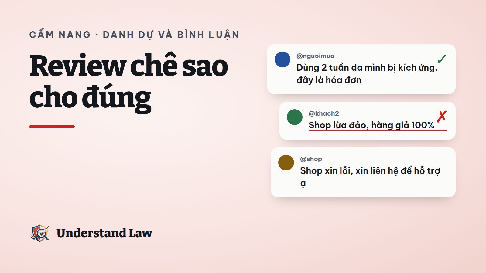 Chuỗi bình luận so sánh review có bằng chứng và lời chửi bới shop