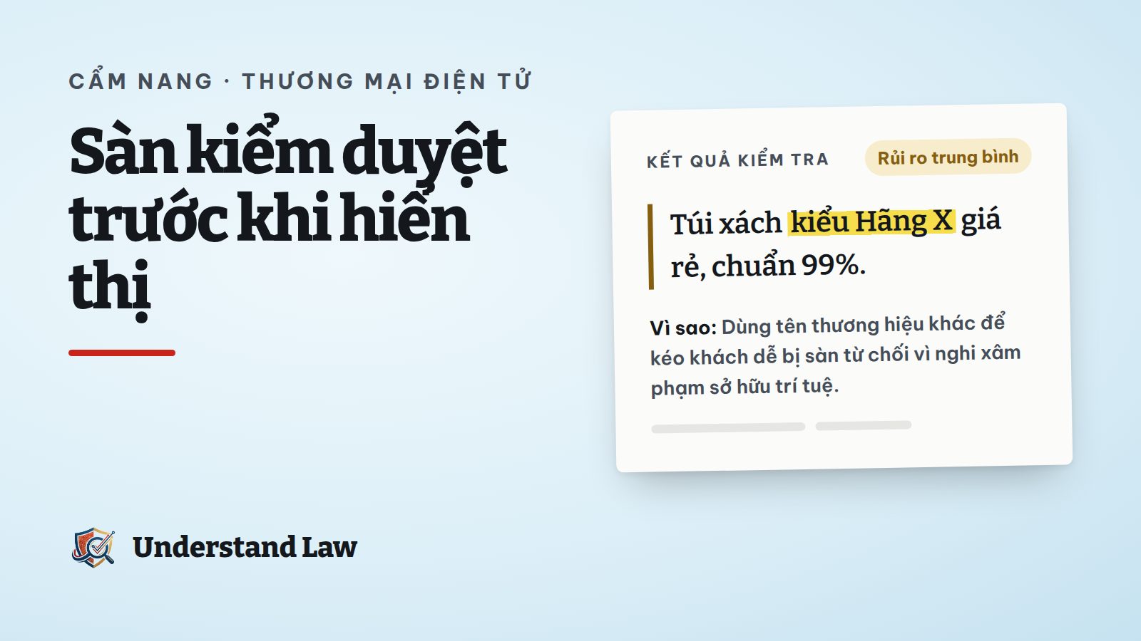 Kết quả kiểm tra rủi ro trung bình cho tiêu đề sản phẩm dùng tên thương hiệu khác