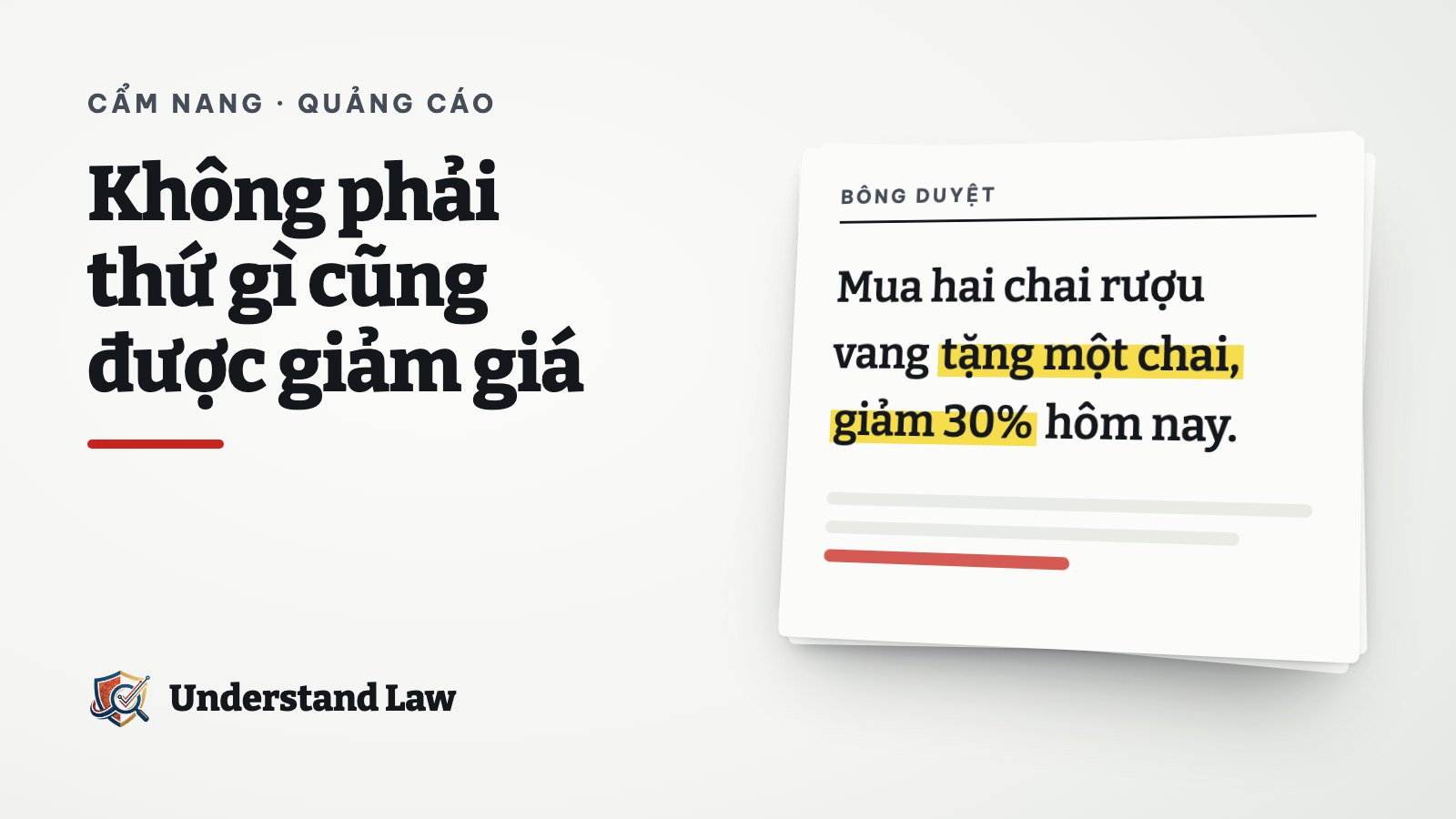 Tờ bông duyệt với câu khuyến mại rượu bị bút đỏ đánh dấu