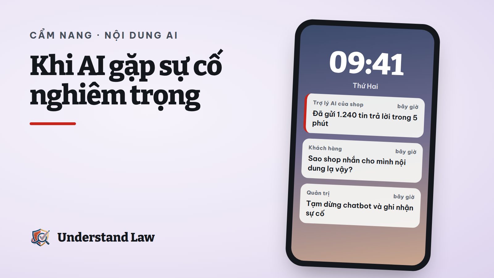 Màn hình khóa điện thoại với thông báo cảnh báo chatbot gửi tin sai hàng loạt