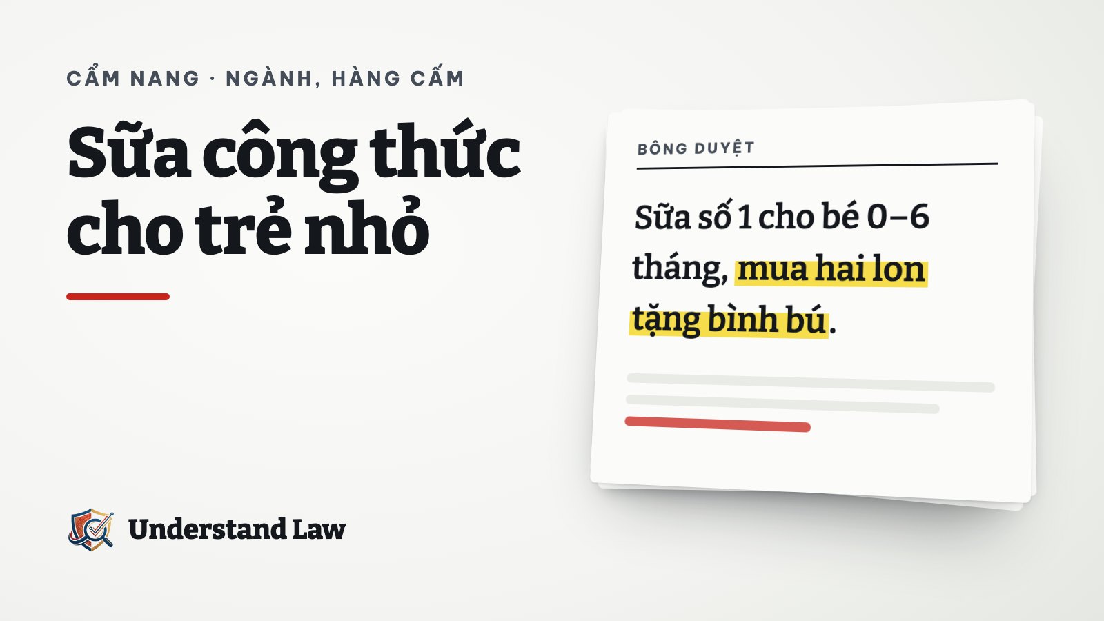 Tờ bông duyệt với câu quảng cáo sữa công thức cho trẻ dưới 6 tháng bị bút đỏ đánh dấu