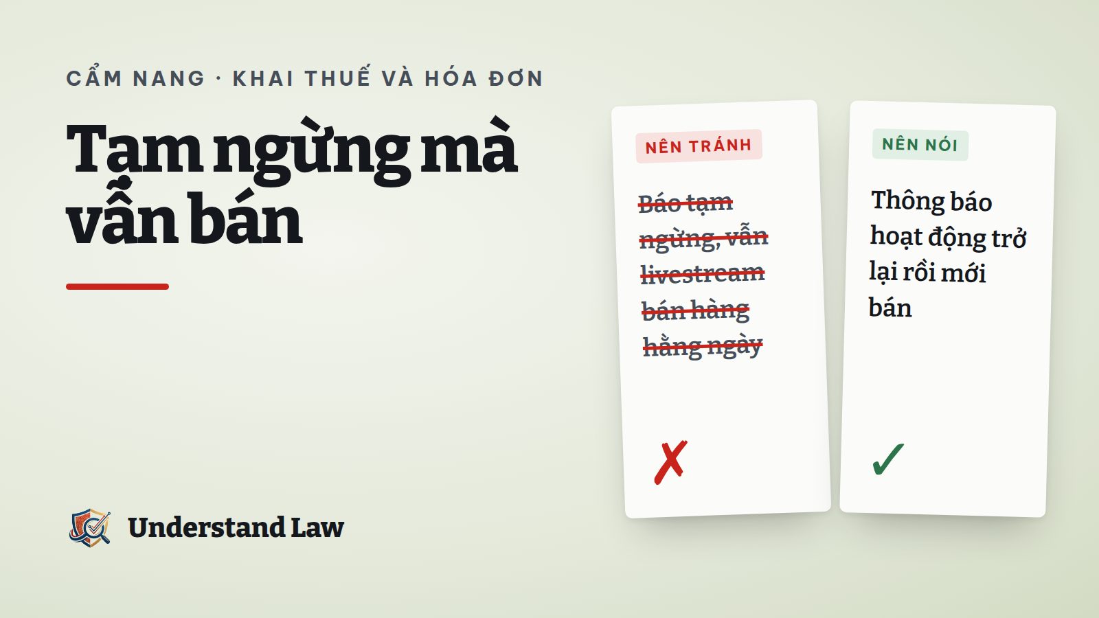 Biển tạm ngừng kinh doanh cạnh màn hình livestream bán hàng