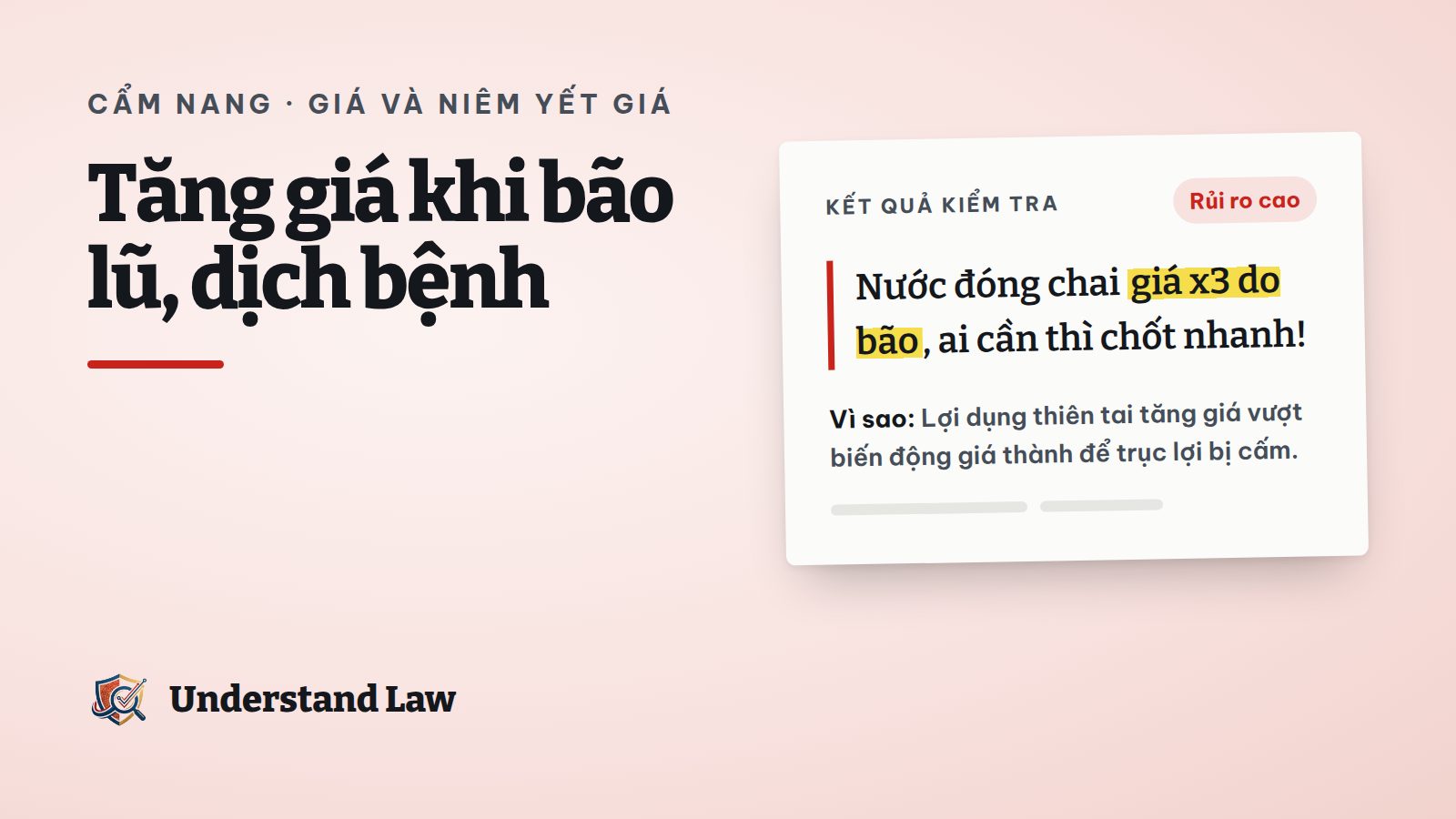 Kết quả kiểm tra rủi ro cao cho bài đăng bán nước đóng chai giá gấp ba mùa bão