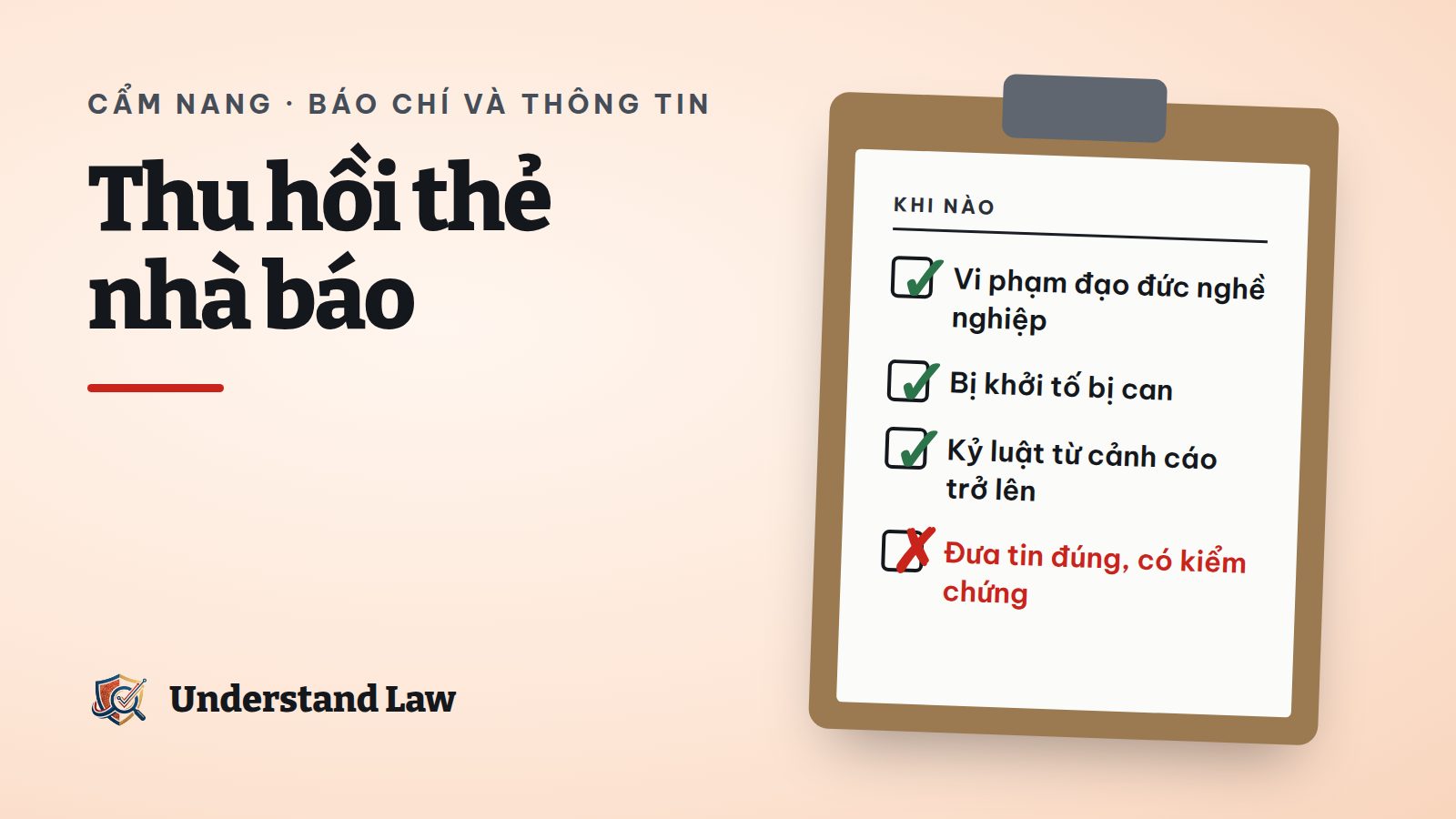 Thẻ nhà báo bị gạch chéo thu hồi