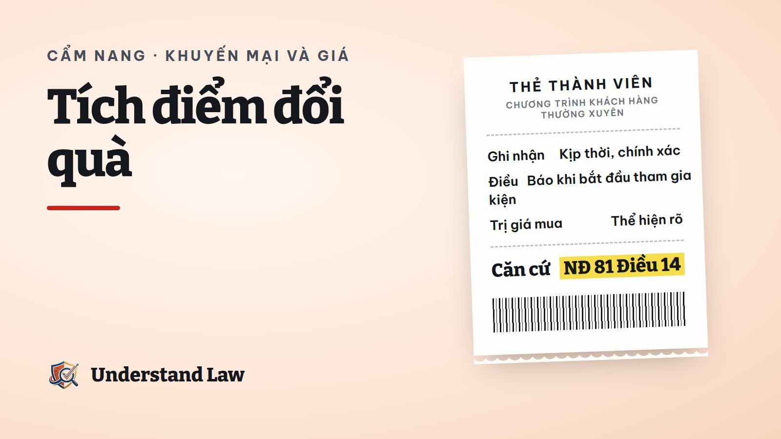 Thẻ thành viên màu vàng với các ô tích điểm