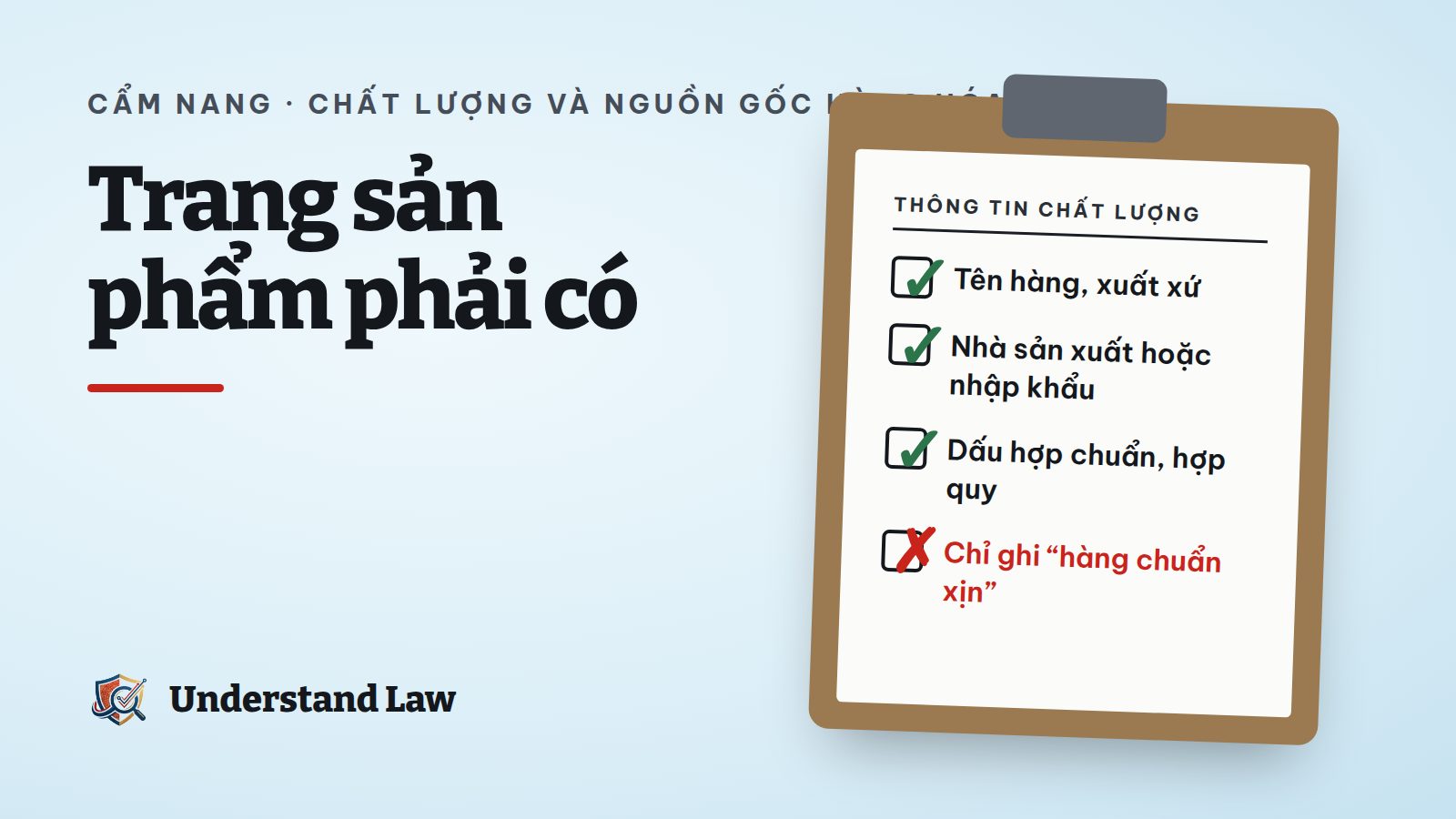 Danh sách thông tin chất lượng trên trang sản phẩm