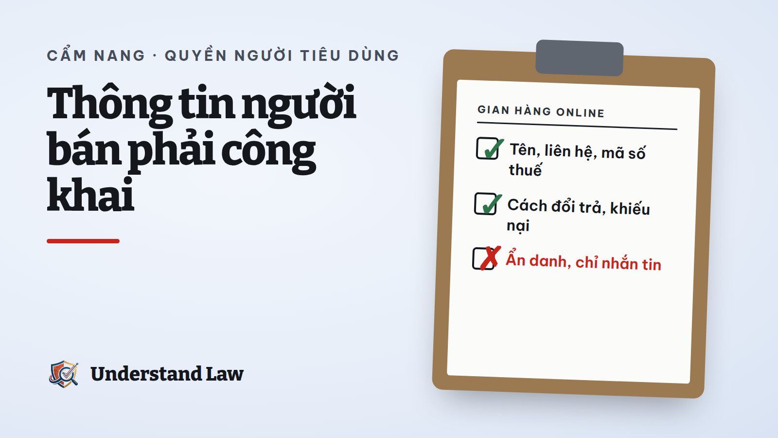 Bảng kẹp giấy liệt kê thông tin người bán online phải cung cấp