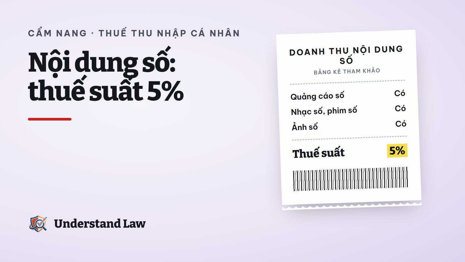 Bảng kê tham khảo thu nhập quảng cáo số, ảnh số, nhạc số với thuế suất 5%