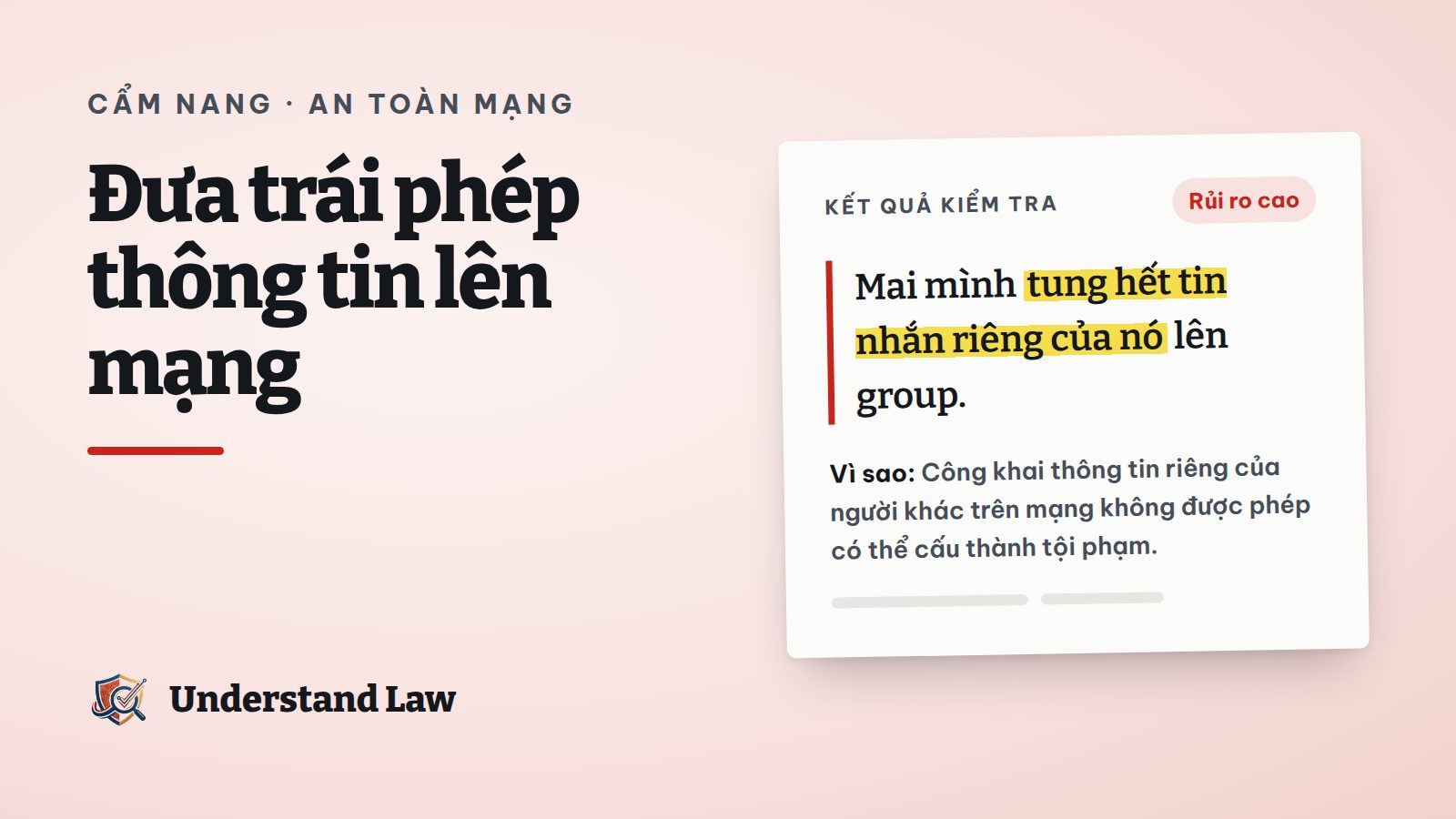 Thẻ kết quả kiểm tra rủi ro cao cho câu tung tin nhắn riêng của người khác