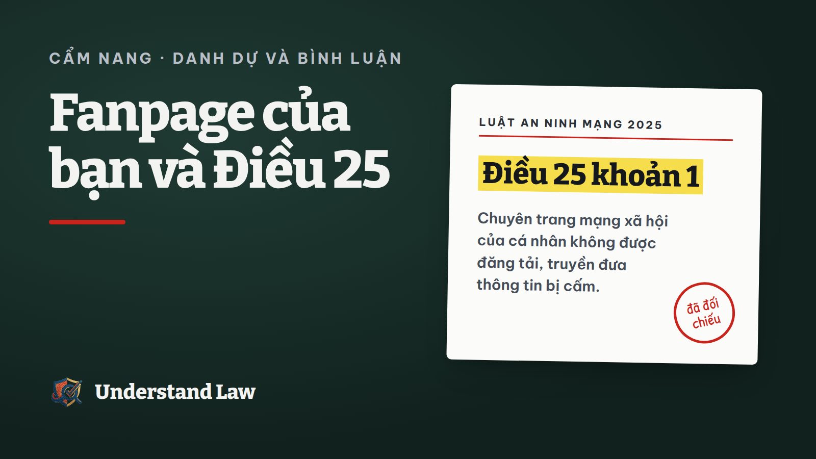 Thẻ trích Luật An ninh mạng 2025 Điều 25 về chuyên trang trên mạng xã hội