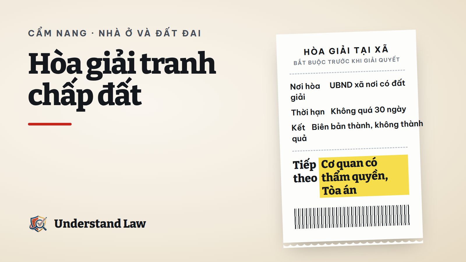 Bàn hòa giải tại trụ sở xã với hai bên và tấm bản đồ thửa đất