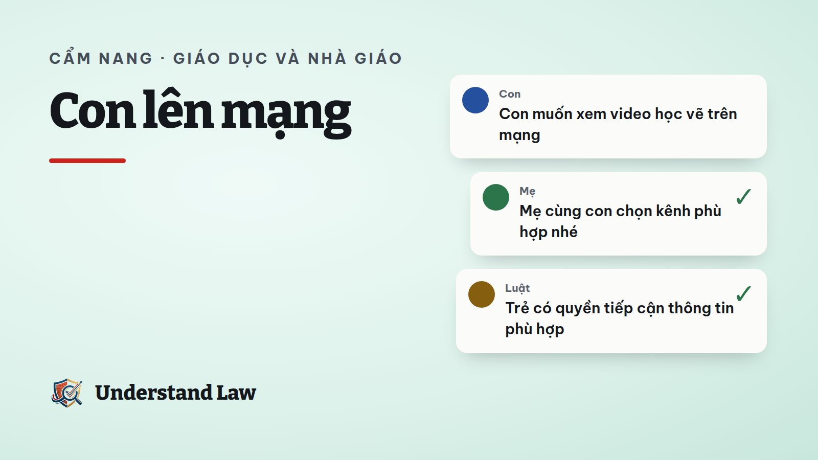 Mẹ và con cùng xem máy tính bảng có biểu tượng khiên an toàn