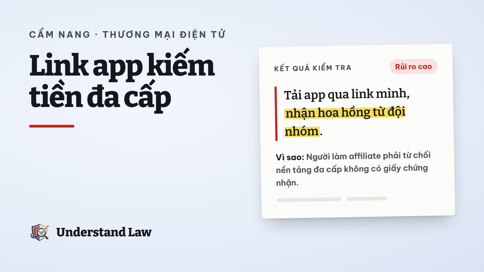 Thẻ kết quả kiểm tra rủi ro cao cho lời mời tải app nhận hoa hồng đội nhóm