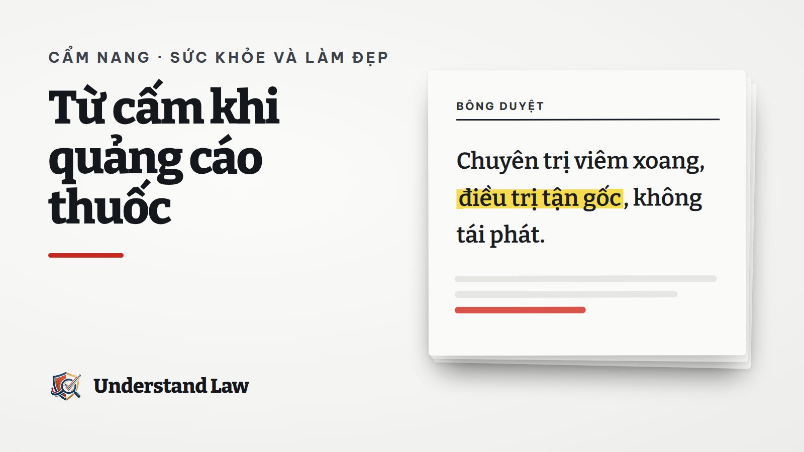 Tờ bông duyệt với cụm từ điều trị tận gốc được tô vàng