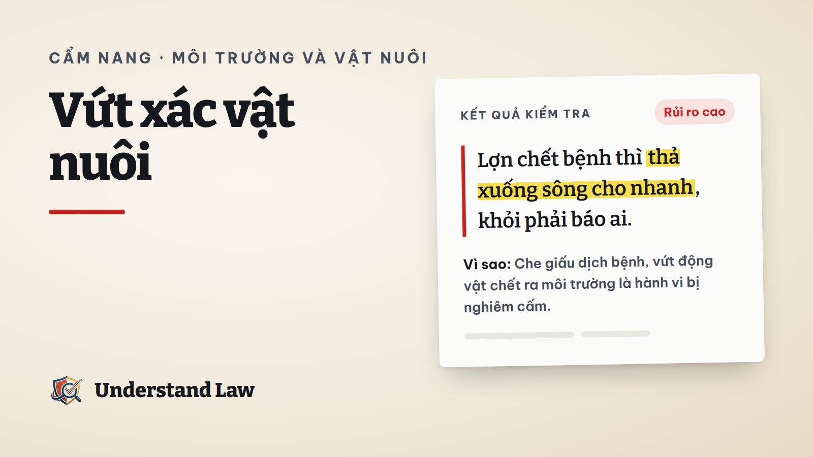 Bờ sông có biển cấm vứt xác động vật