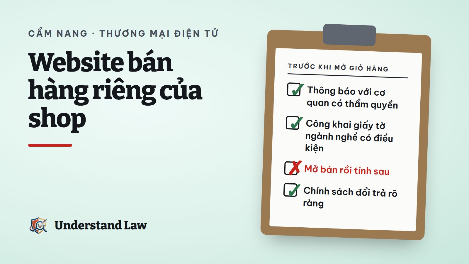 Bảng kiểm trước khi mở website bán hàng riêng có giỏ hàng