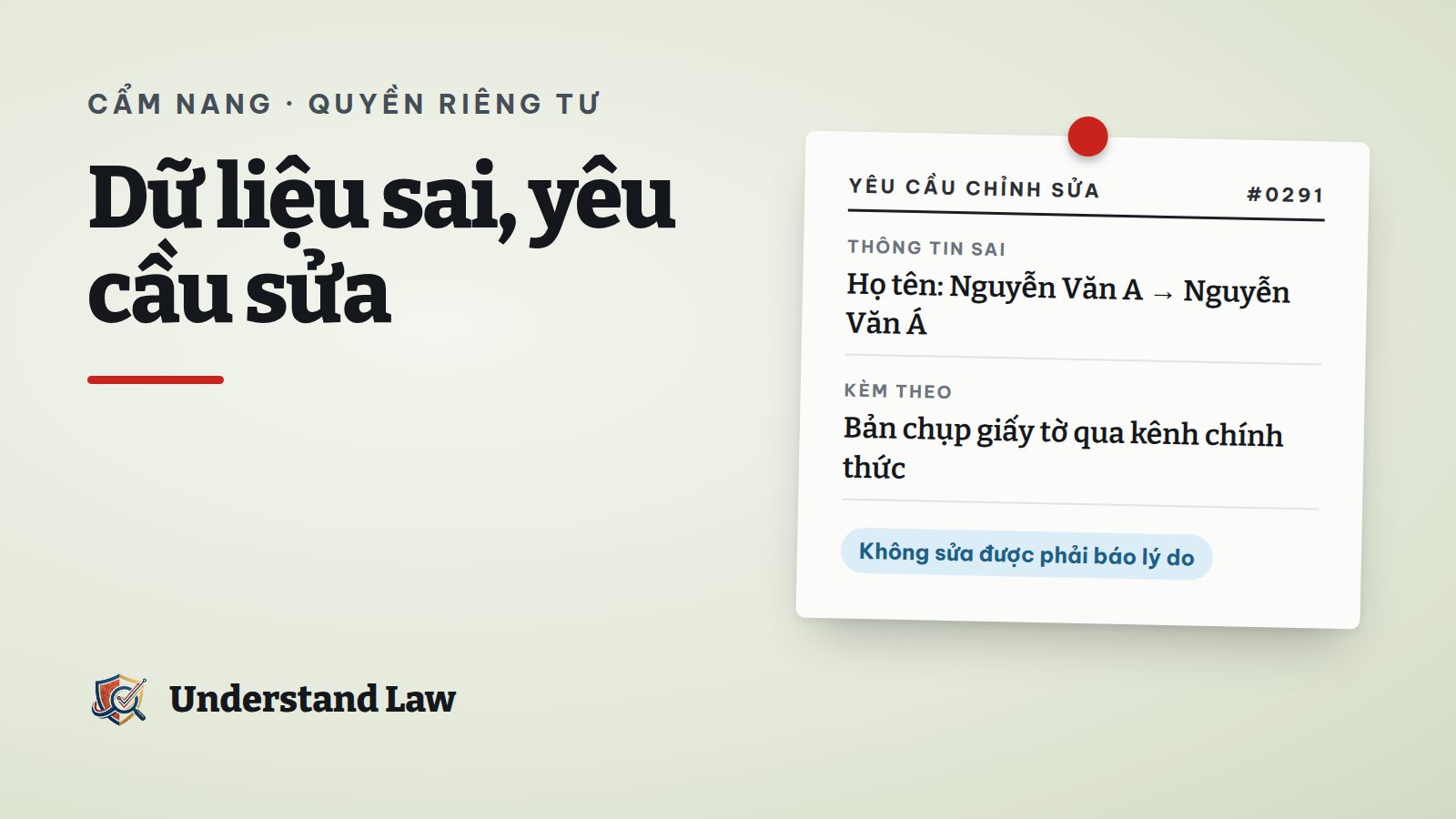 Phiếu yêu cầu chỉnh sửa tên bị ghi sai trên tài khoản